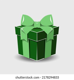 Gift box with a ribbon bow on a gray background.
   Realistic vector icon for gift,
   birthday or wedding banners
