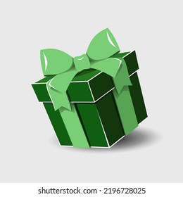 Gift box with a ribbon bow on a gray background.
   Realistic vector icon for gift,
   birthday or wedding banners
