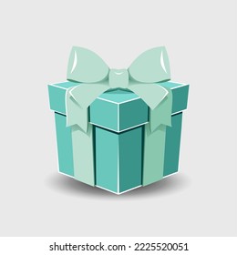 Gift box with a ribbon bow on a gray background.
Realistic vector icon for gift, birthday or wedding banners