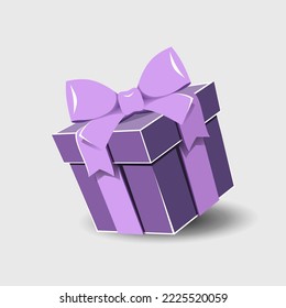 Gift box with a ribbon bow on a gray background.
Realistic vector icon for gift, birthday or wedding banners