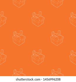 Gift box with ribbon bow pattern vector orange for any web design best