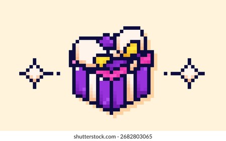 A gift box with a ribbon and bow and simple stars.