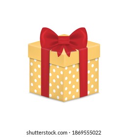 Gift box with ribbon and Bow. Vector illustration. Eps 10