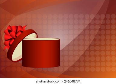 Gift box, ribbon and bow. Vector illustration