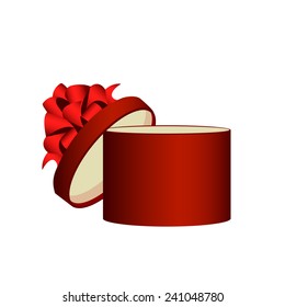 Gift box, ribbon and bow. Vector illustration