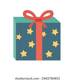 Gift box with ribbon bow vector illustration, gifts clip art, present clipart image, gift icon design