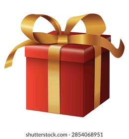Gift box with ribbon and bow. Vector illustration