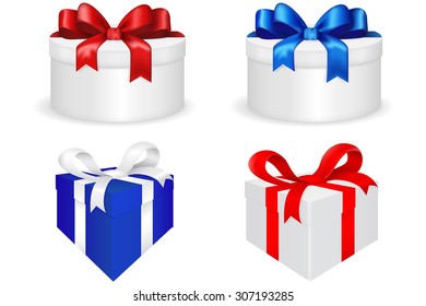 Gift box with ribbon and bow. Vector
