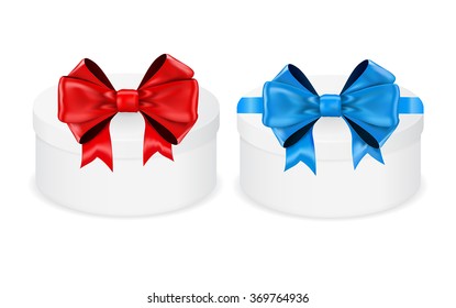 Gift box with ribbon and bow. Vector illustration isolated on white background.