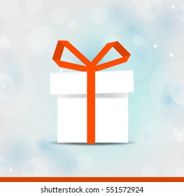 Gift box with ribbon and bow. Vector illustration