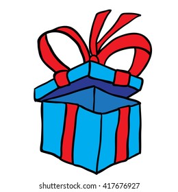 gift box with ribbon cartoon doodle 