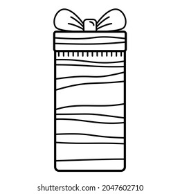 Gift box with ribbon. Christmas and a Happy New Year.  Vector illustration.