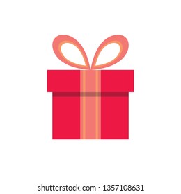Geschenkbox mit Band-Konzept Vektorgrafik in flachem Design-Stil. Dieses Symbol wird angezeigt. Überraschendes Schild. Spezielles verschenken Paket.