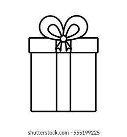 gift box ribbon cube decorative linear vector illustration eps 10