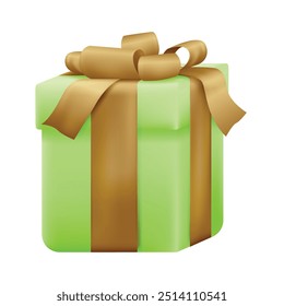 Gift box with ribbon decoration cartoon on white.