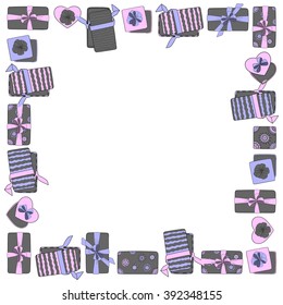 Gift box with ribbon decoration design vector gift card cover frame