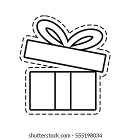 gift box ribbon festive open cut line vector illustration eps 10