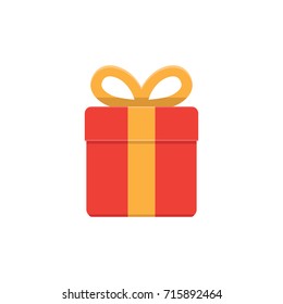 Gift box with ribbon. Flat design vector illustration.