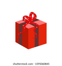 Gift box with ribbon. flat design.graphic or website layout template. red,vektor