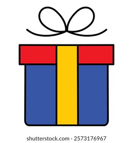 Gift Box With Ribbon Flat Icon Isolated On White Background