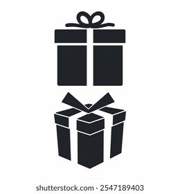 Gift box with ribbon flat silhouette set