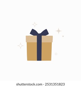 Gift box with ribbon in flat vector illustration symbolizing presents, celebrations, and gift giving, isolated on white background.