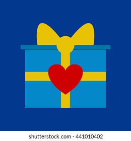 Gift box with ribbon and heart shape vector.