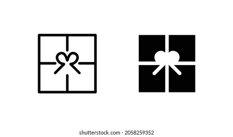 Gift box with ribbon icon, Above Gift icon vector. Trendy flat design style Editable stroke vector sign, linear style pictogram. Symbol, logo illustration.