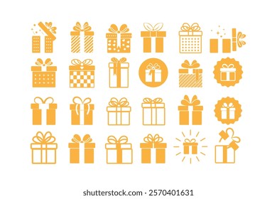 Gift box with ribbon icon big set. Christmas gift icon illustration vector symbol. Eps10.