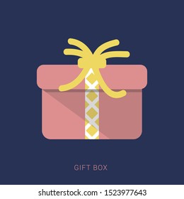 Gift box with ribbon icon, Gift card icon vector. Minimal flat icon
