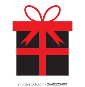 Gift box with ribbon icon. Christmas gift box icon illustration vector symbol. 