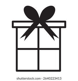 Gift box with ribbon icon. Christmas gift box icon illustration vector symbol. 