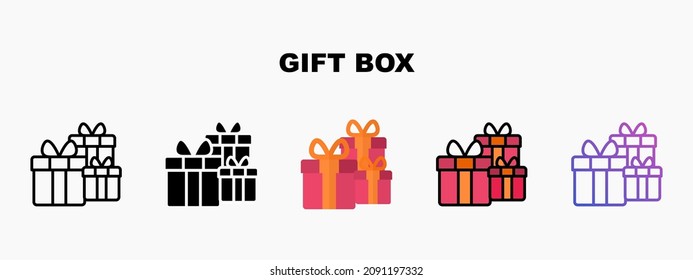 Caja de regalo con un icono de cinta de opciones diseñado en línea de contorno rellena de glifo plano y gradiente. Perfecto para la presentación de aplicaciones móviles de sitios web y cualquier otro proyecto. Disfruta de este icono para tu proyecto.