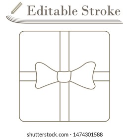 Caja De Regalo Con Icono De Cinta. Diseño sencillo de Stroke modificable. Ilustración vectorial.