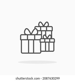 Gift Box with ribbon icon. Editable Stroke and pixel perfect. Outline style. Vector illustration. Enjoy this icon for your project.