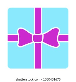 Caja De Regalo Con Icono De Cinta. Diseño de color plano. Ilustración vectorial.