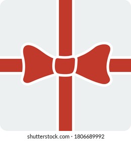 Gift Box With Ribbon Icon. Flat Color Design. Vector Illustration.
