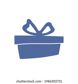 Gift box with ribbon. Icon flat design. Banners, graphic or website layout template. Blue color
