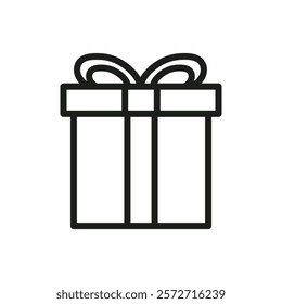 Gift box with ribbon icon flat line symbol set.