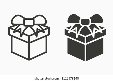 Gift box with ribbon icon, present symbol