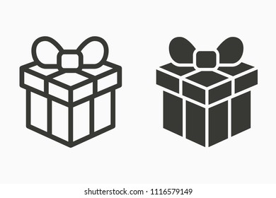 Gift box with ribbon icon, present symbol