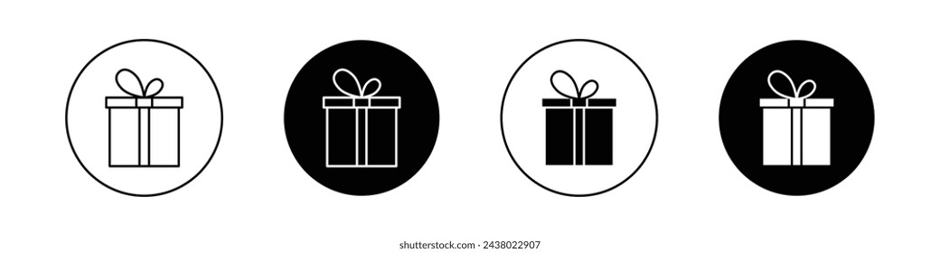 Gift box with ribbon icon set. christmas present vector symbol. giftbox pictogram.