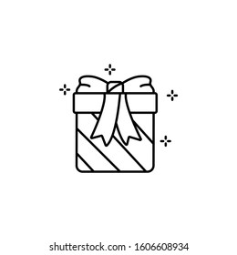 Gift box, ribbon icon. Simple line, outline vector of new year icons for ui and ux, website or mobile application