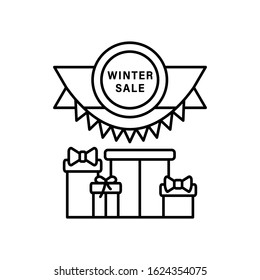 Gift box ribbon icon. Simple line, outline vector elements of winter sale icons for ui and ux, website or mobile application