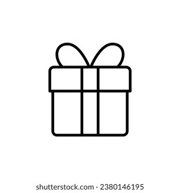 Gift box with ribbon icon. Simple vector  symbol for web and mobile app. Graphic flat line sign isolated on white.