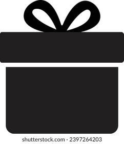 Gift box with ribbon icon. Gift box icon in Trendy Fill style. Surprising gift box, Gift wrapping simple black style symbol sign for apps and website, vector isolated on transparent background.