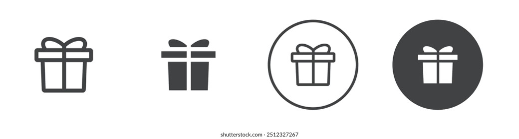 Gift box with ribbon icon Vector logo outline