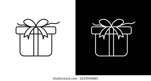 Gift box with ribbon icon Vector isolated outline drawing.
