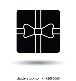 Gift box with ribbon icon. White background with shadow design. Vector illustration.