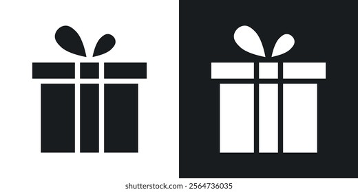Gift box with ribbon icons in flat syle